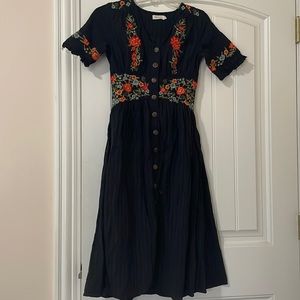 Embroidered midi dress